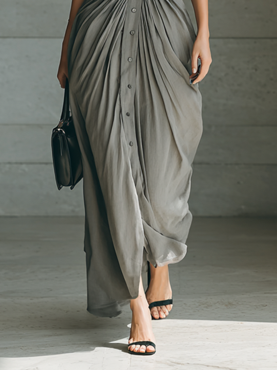 ZAMARA/ VESTIDO LARGO CON BOTONES
