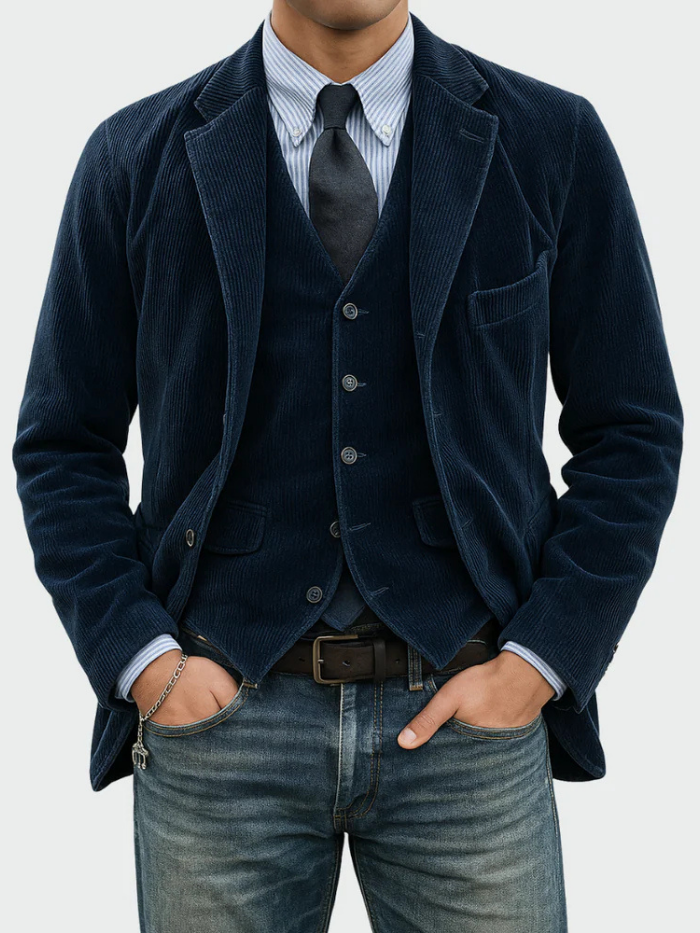 CONJUNTO COMPLETO DE 2 PIEZAS: BLAZER Y CHALECO