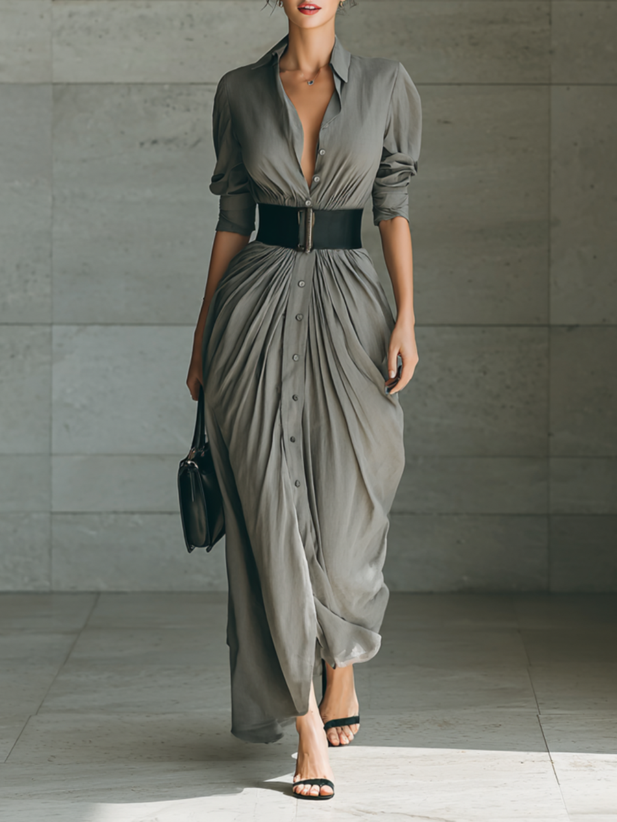 ZAMARA/ VESTIDO LARGO CON BOTONES