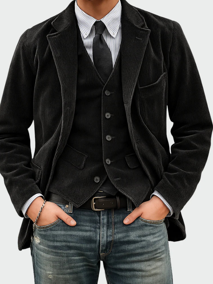 CONJUNTO COMPLETO DE 2 PIEZAS: BLAZER Y CHALECO