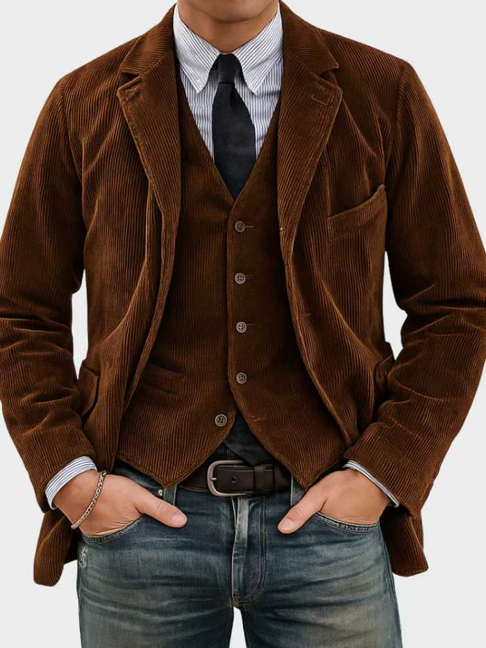 CONJUNTO COMPLETO DE 2 PIEZAS: BLAZER Y CHALECO