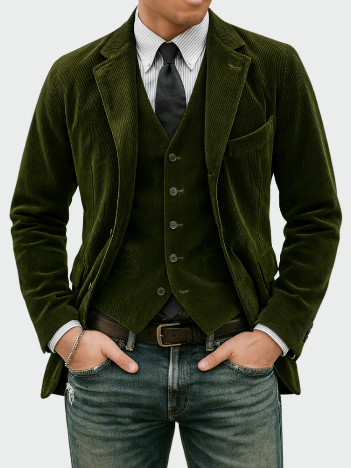 CONJUNTO COMPLETO DE 2 PIEZAS: BLAZER Y CHALECO