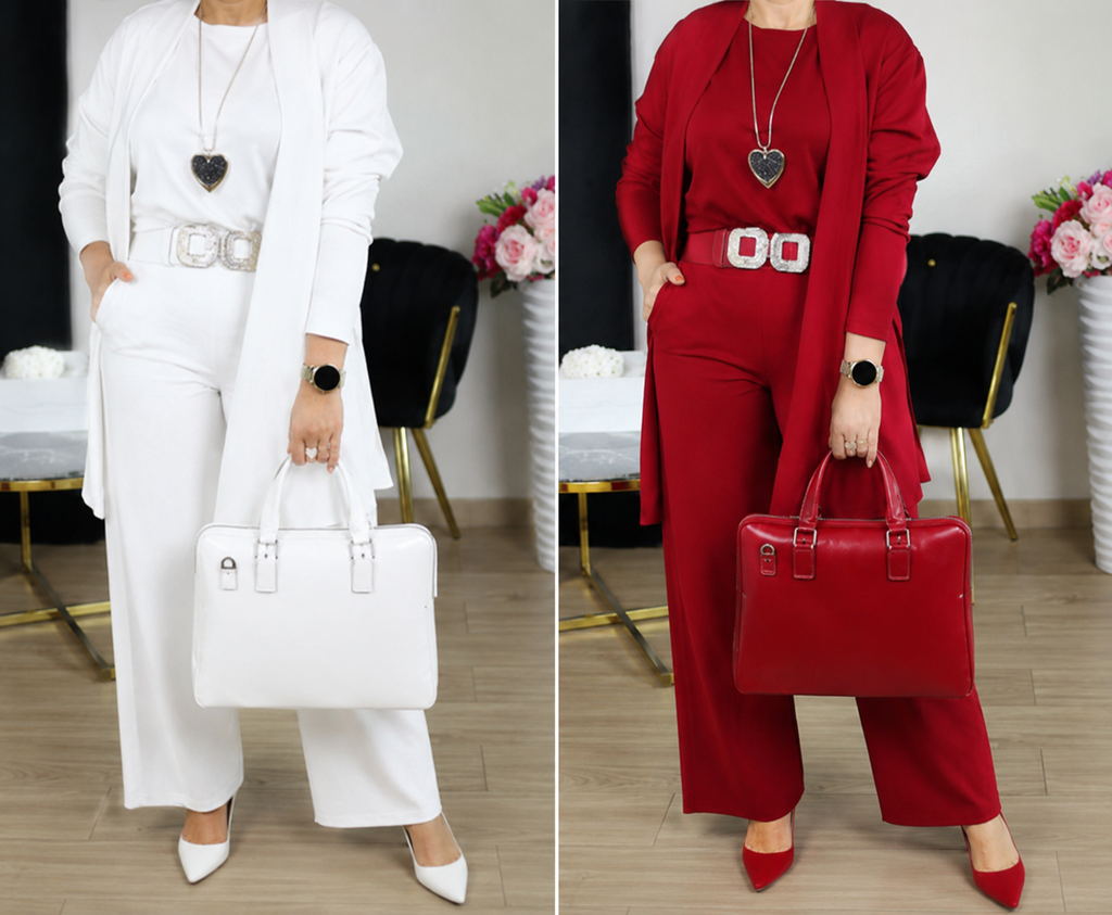 CONJUNTO BLAZER LARGO + PANTALON + CINTURÓN