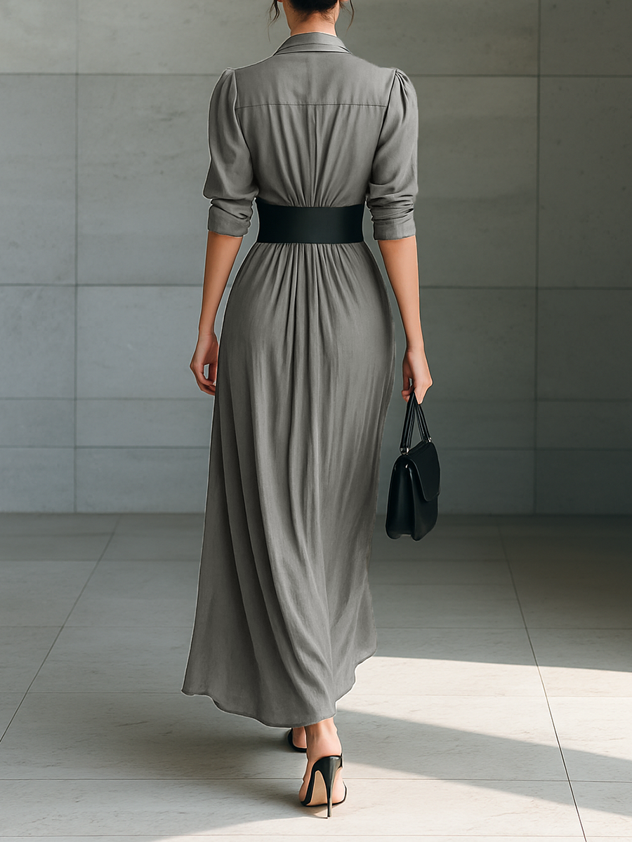 ZAMARA/ VESTIDO LARGO CON BOTONES