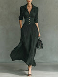 ATHENA/ VESTIDO LARGO PLISADO CON CINTURA ALTA