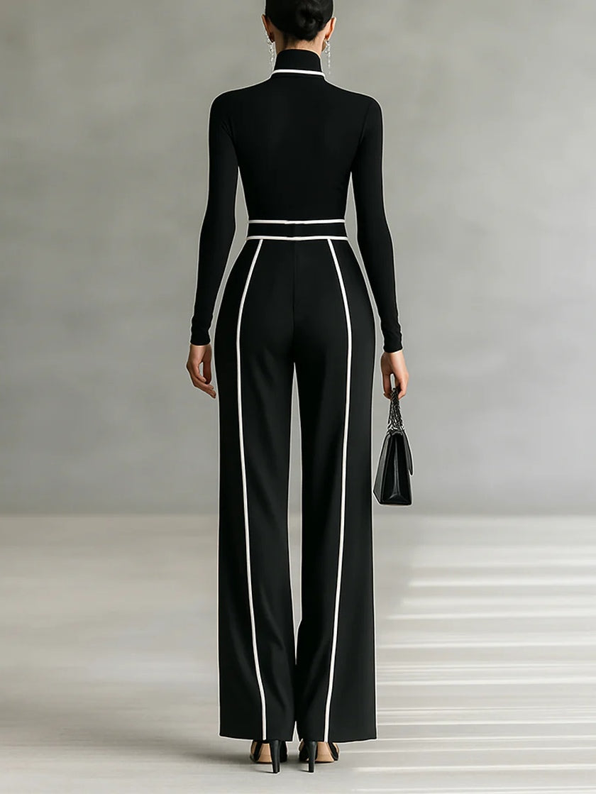 GEMMA / CONJUNTO DE DOS PIEZAS CUELLO ALTO Y  PANTALÓN ANCHO