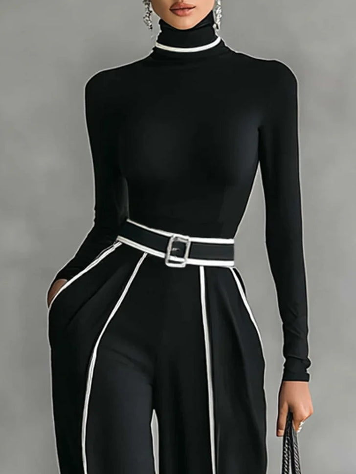 GEMMA / CONJUNTO DE DOS PIEZAS CUELLO ALTO Y  PANTALÓN ANCHO