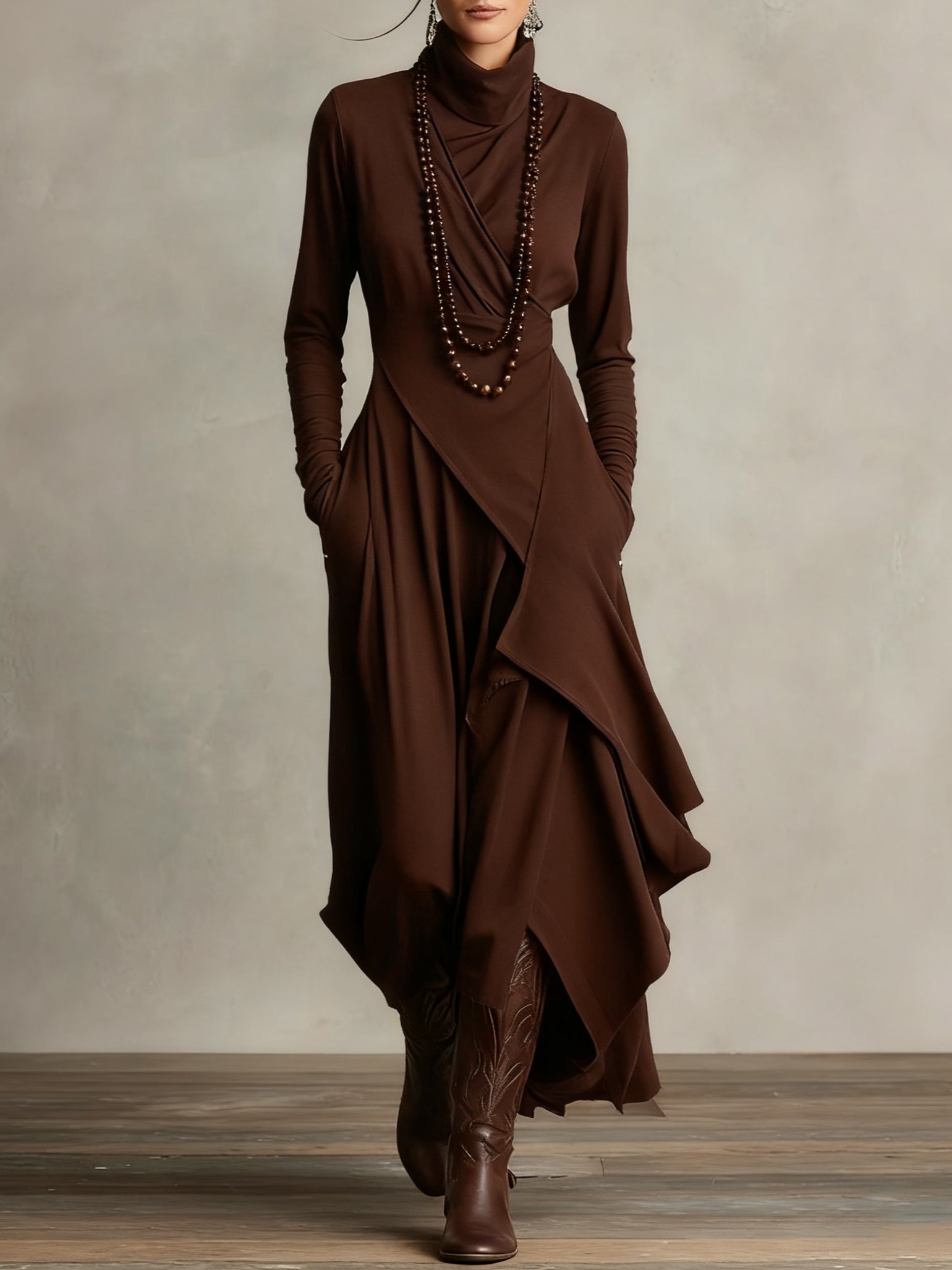 TERESA / VESTIDO MAXI PLISADO ELEGANTE