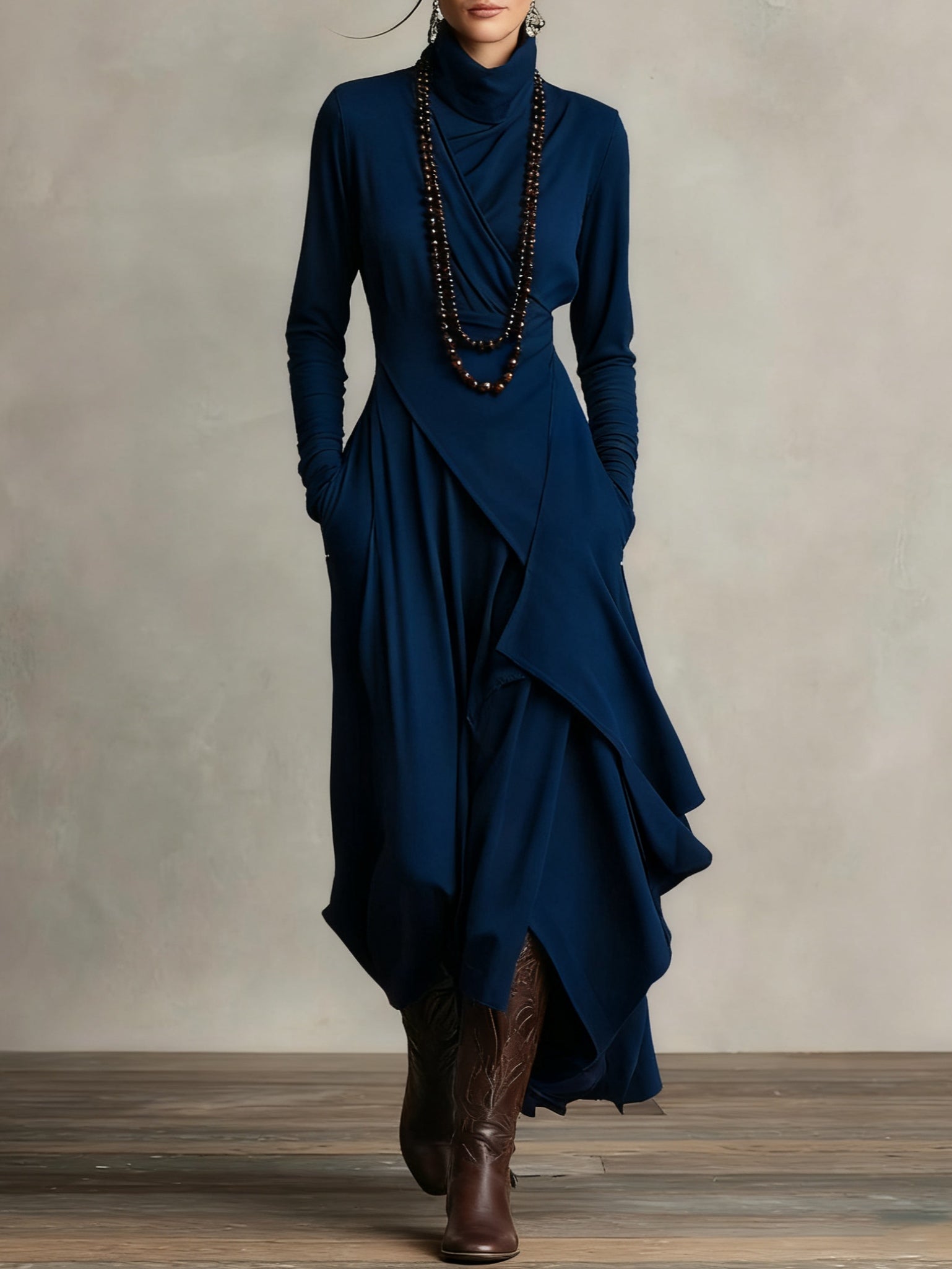 TERESA / VESTIDO MAXI PLISADO ELEGANTE