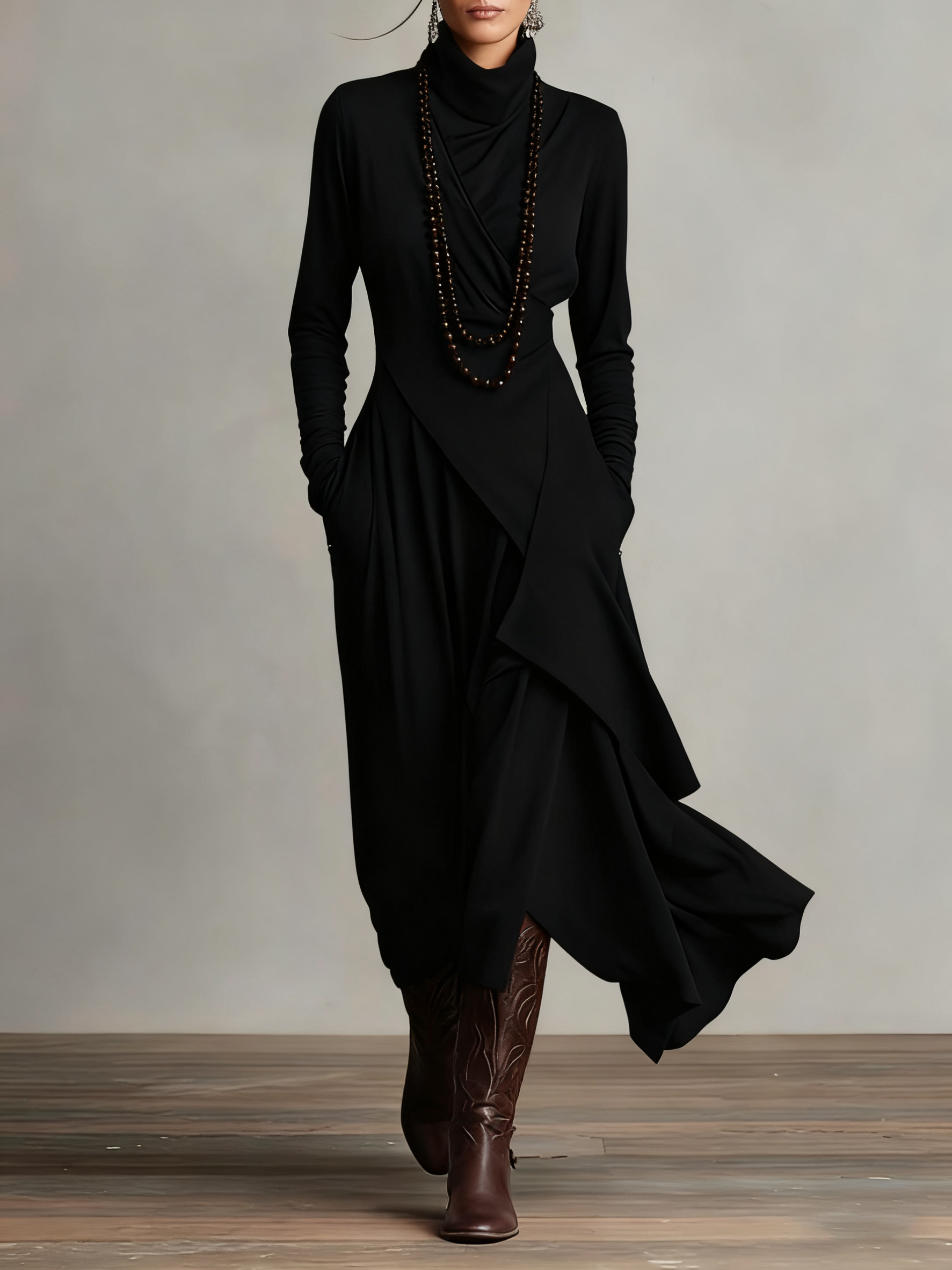 TERESA / VESTIDO MAXI PLISADO ELEGANTE