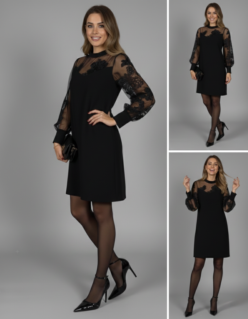 VICTORIA / VESTIDO MEDI CON MANGAS TUL