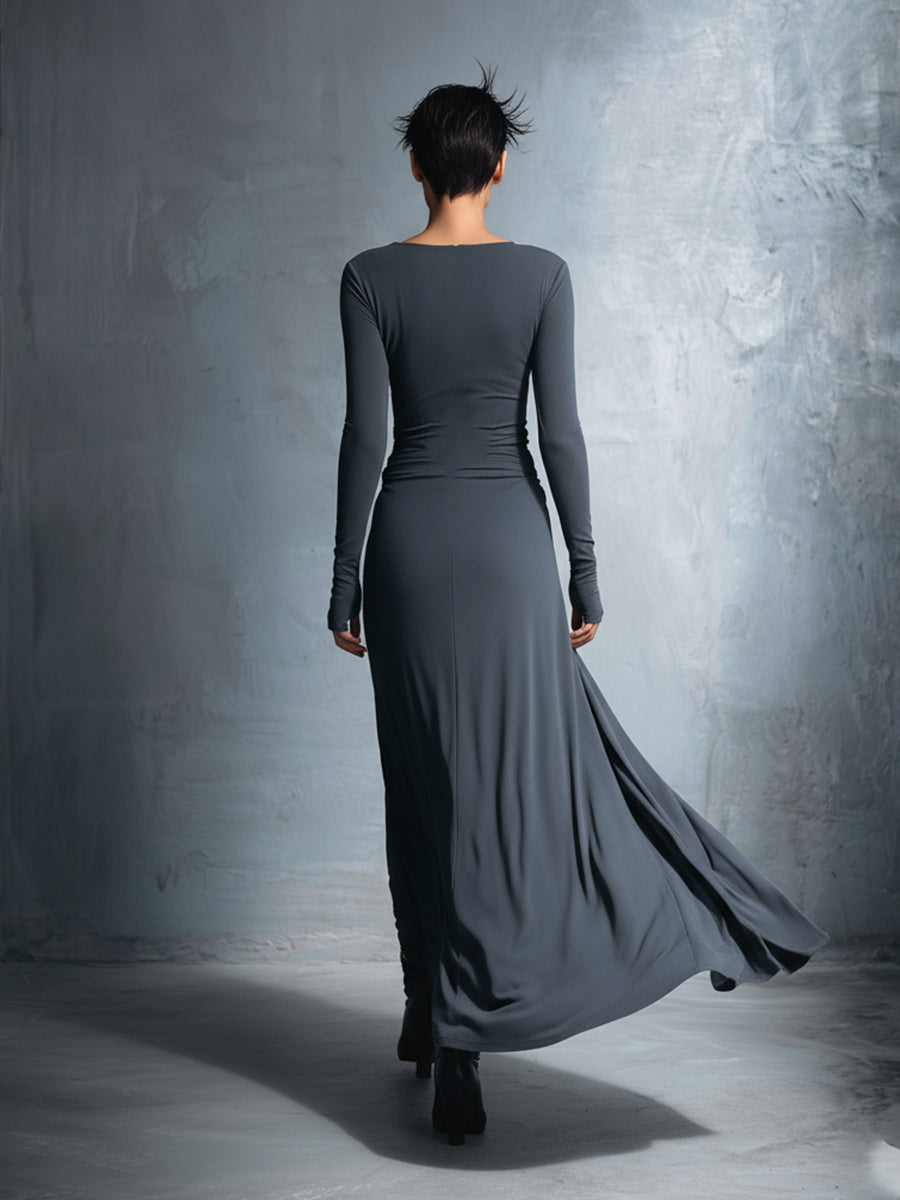 NURIA / VESTIDO LARGO CON NUDO LATERAL