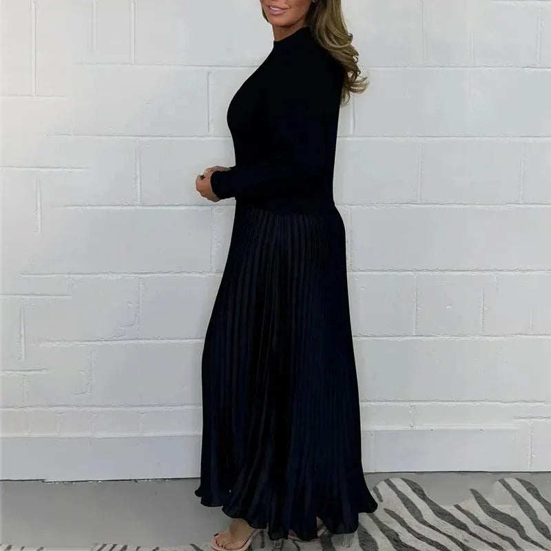 FABIANA/ VESTIDO LARGO CON JERSEY Y FALDA PLISADA