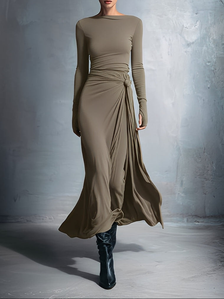 NURIA / VESTIDO LARGO CON NUDO LATERAL